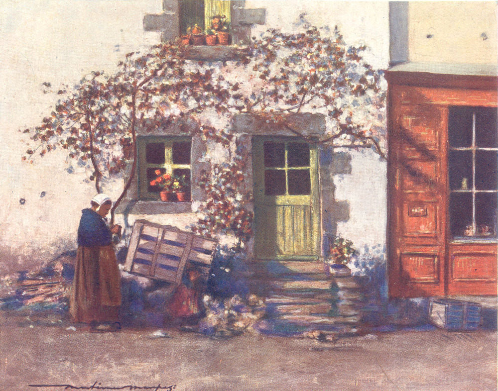 MORBIHAN BRITTANY BRETAGNE. A cottage in Rochefort-en-Terre 1905 old print